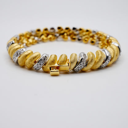 Rigatto Silk Engraved Bracelet with Moissanites, 18K Gold Filled, view 3