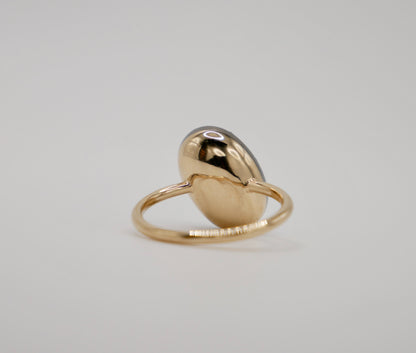 Georgian Victorian Oval Blue Sapphire Button Back Collet Ring, view 10