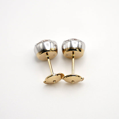 Georgian Victorian Round Lab Diamond Stud Earrings, view 4