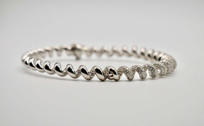 Fusilli Rotini Spiral Gold Moissanite Bangle, view 8