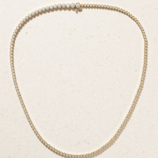 14K/18K Yellow Gold Graduating Lab-Grown Diamond Seamless Tennis Necklace (4.15 TCW)
