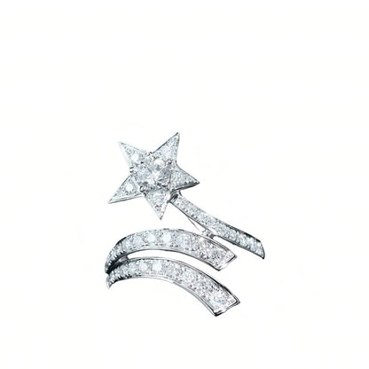 Diamond Shooting Star Comet Ring, 18K Gold, view 2