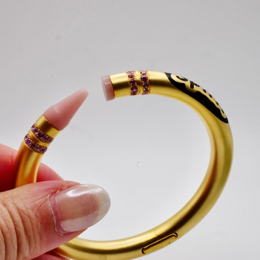 Customizable Crayon Bracelet in 18K Gold Filled with Pink Coral and Pink Moissanites | Nadine Ghosn style | Drake jewelry | Justin Bieber jewelry | Beyonce jewelry | novelty fun fine jewelry | by Disco Marshmallow