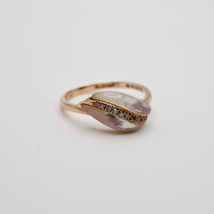 Pearl Leaf Diamond Ring, 14K Gold