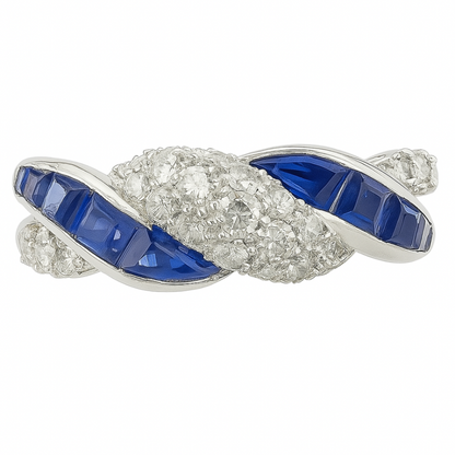 Platinum Lab Diamonds and Caliber Cut Sapphire Twist Ring