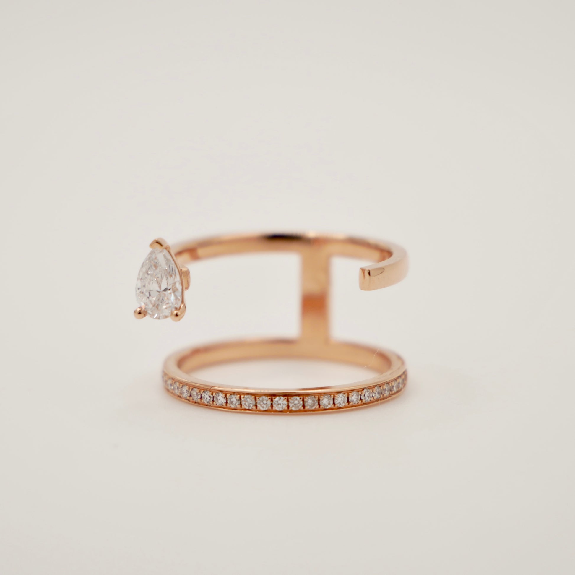 Repossi Serti Sur Vide Ring Rose Gold with Pear Diamond