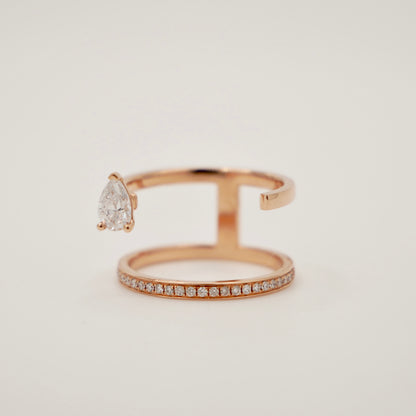 Floating Pear Diamond Ring, 18K Rose Gold, view 3