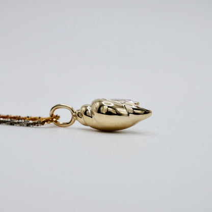 Lab Diamond Conch Shell Pendant, 18K Gold, view 7