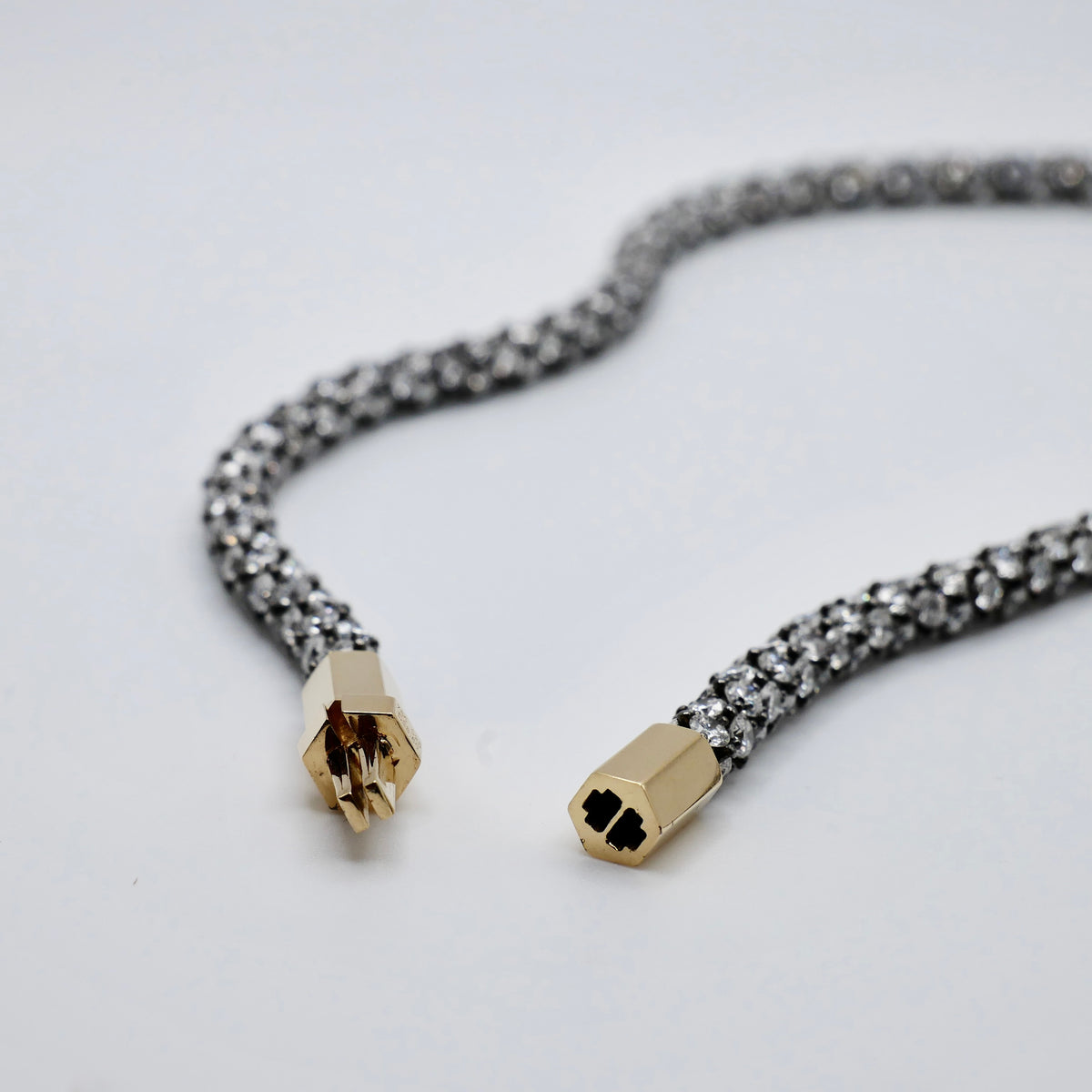 4 mm pavé rope chain necklace in blackened sterling silver, 35 carats total