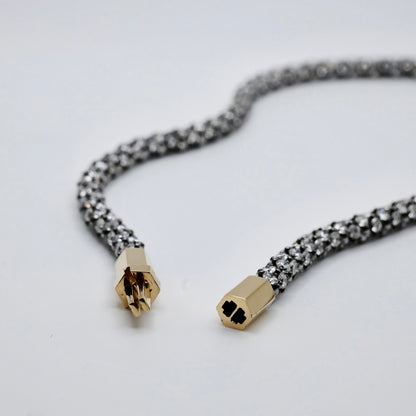 4 mm pavé rope chain necklace in blackened sterling silver, 35 carats total