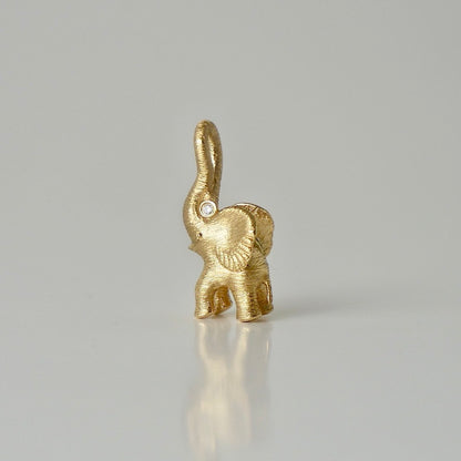 Diamond Small Elephant Pendant Charm, 18K Gold, view 2