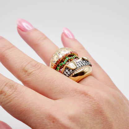 Stacked Hamburger Ring, Solid Gold, view 7