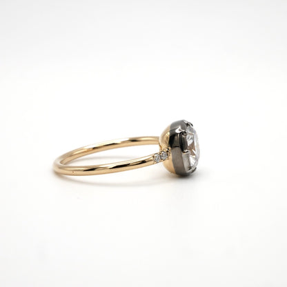 Cushion Cut Georgian Victorian Moissanite Ring with Pavé Accents, 14K White Gold, view 3