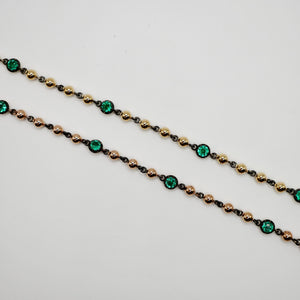 Ball Chain Georgian Bracelet with 1 Ct of Round Emeralds