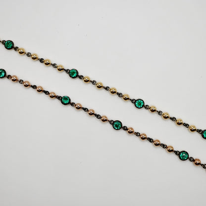 Ball Chain Georgian Bracelet with 1 Ct of Round Emeralds