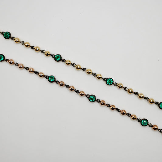 Ball Chain Georgian Bracelet with 1 ct of Round Emeralds