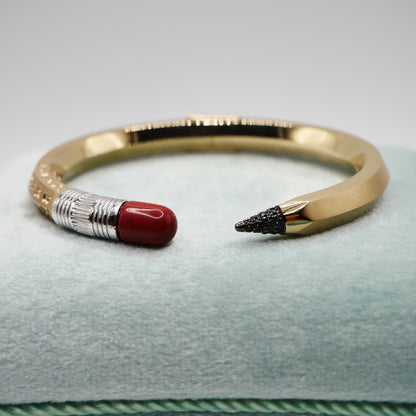 Bitten Pencil Bangle with Moissanite and Jasper, view 8