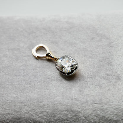 Georgian Victorian Ball Chain Elongated Cushion Lab Diamond or Moissanite Pendant, 14K Gold, view 4