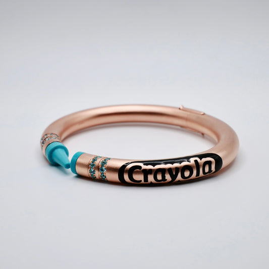 Customizable Crayon Bracelet with Turquoise and Turquoise Moissanites, view 2