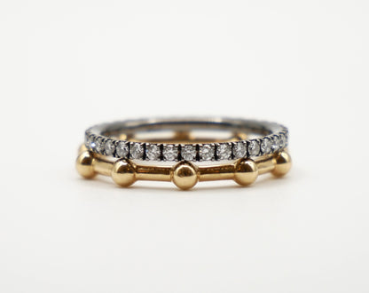 Micro Pave Thin Gold Diamond or Moissanite Ring, view 5