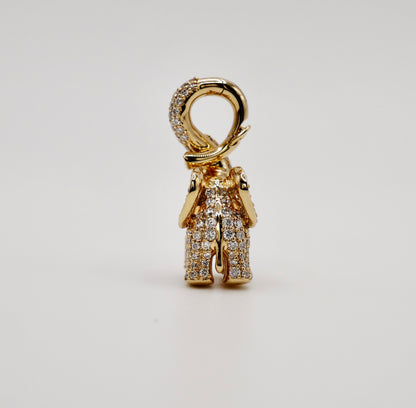 Pave Diamond Medium Elephant Pendant Charm, 18K Yellow Gold, view 4