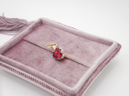 Georgian Victorian Ball Chain Heart Ruby Pendant, 18K Gold, view 5