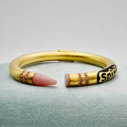 Customizable Crayon Bracelet with Pink Coral and Pink Moissanites, view 5