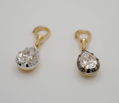 Georgian Victorian Moissanite Pear Art Deco Ball Chain Pendant, view 2