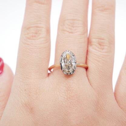 Georgian Victorian Champagne Oval Lab Diamond Ring, 14K Gold, view 8