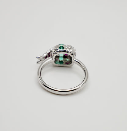 Shrimp Sushi Ring with Lab Rubies, 14K Gold, view 5