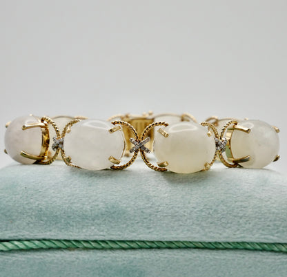 Pebble Cabochon Sicilian Moonstone/Amethyst/Citrine and Moissanite Rope Bracelet, view 4