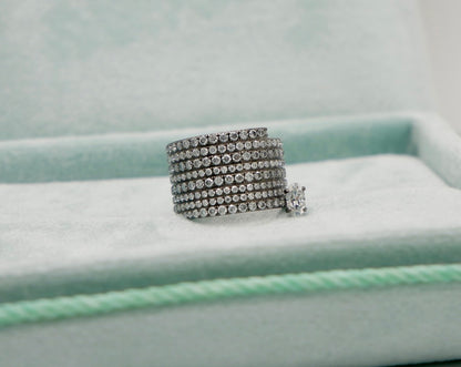 Oval Moissanite Ring with Pavé Rows, 18K Gold, view 4