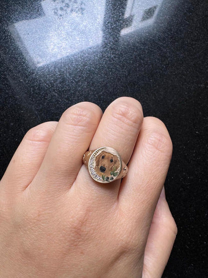 Bague Canard en Or 18 carats Aigue-marine avec Saphirs Jaunes et Bleus