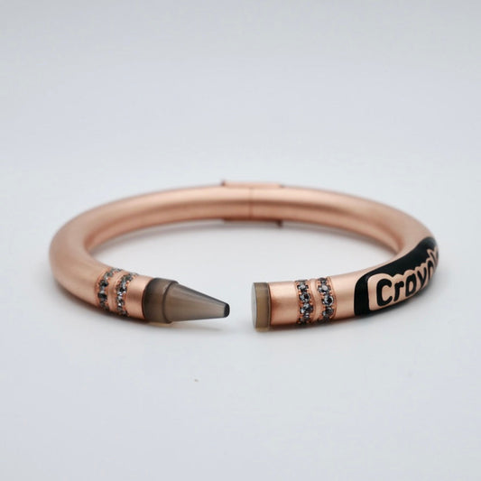 Customizable Crayon Bracelet in 18K Gold Filled with Grey Agate and Moissanites