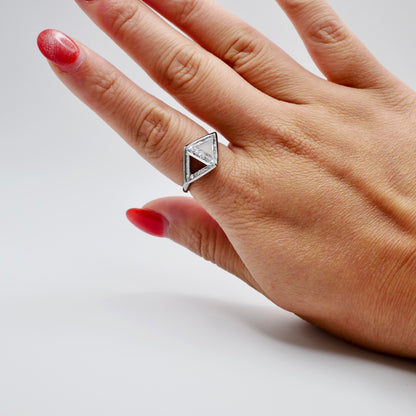 Gold, Triangle Portrait Cut Moissanite Bezel Ring, 14K Gold, view 4