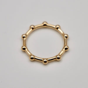 Thin Bead Dot Sphere Gold Ring