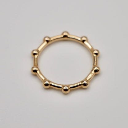 Thin Bead Dot Sphere Gold Ring