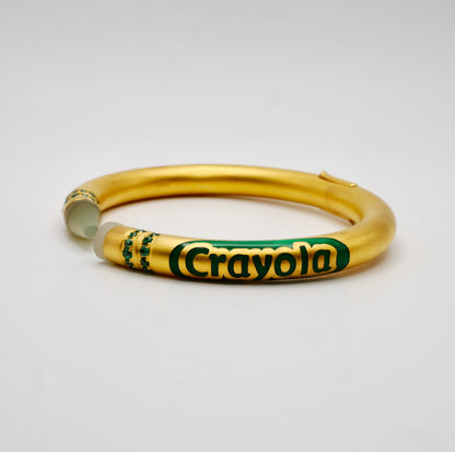 Customizable Crayon Bracelet with Nephrite and Lab Emeralds, Gold Filled, view 3