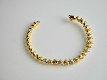 Fusilli Rotini Spiral Gold Moissanite Bangle, view 3