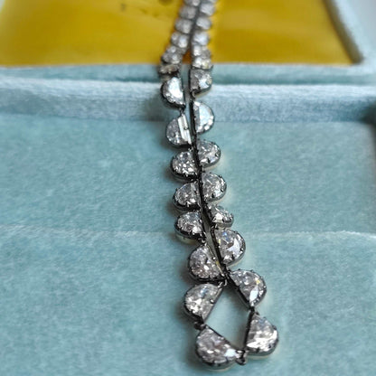 Georgian Victorian Riviere Scalloped Half Moon Collet Tennis Necklace, view 7