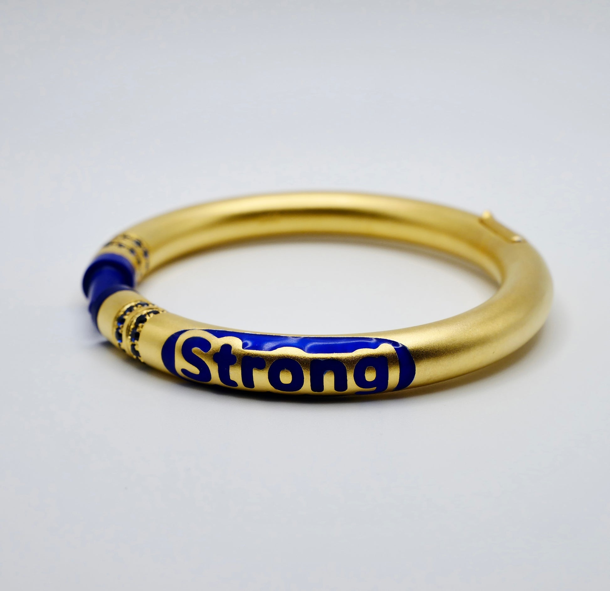 Customizable Crayon Bracelet in 18K Gold Filled with Blue Lapis and Blue Moissanites | Nadine Ghosn style | Drake jewelry | Justin Bieber jewelry | Beyonce jewelry | novelty fun fine jewelry | by Disco Marshmallow