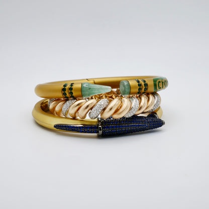 Pen Bangle with Lab Grown Blue Sapphire Pavé, 18K Yellow Gold Filled, view 9