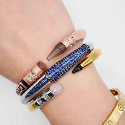 Customizable Crayon Bracelet with Grey Agate and Moissanites, Gold Filled, view 11