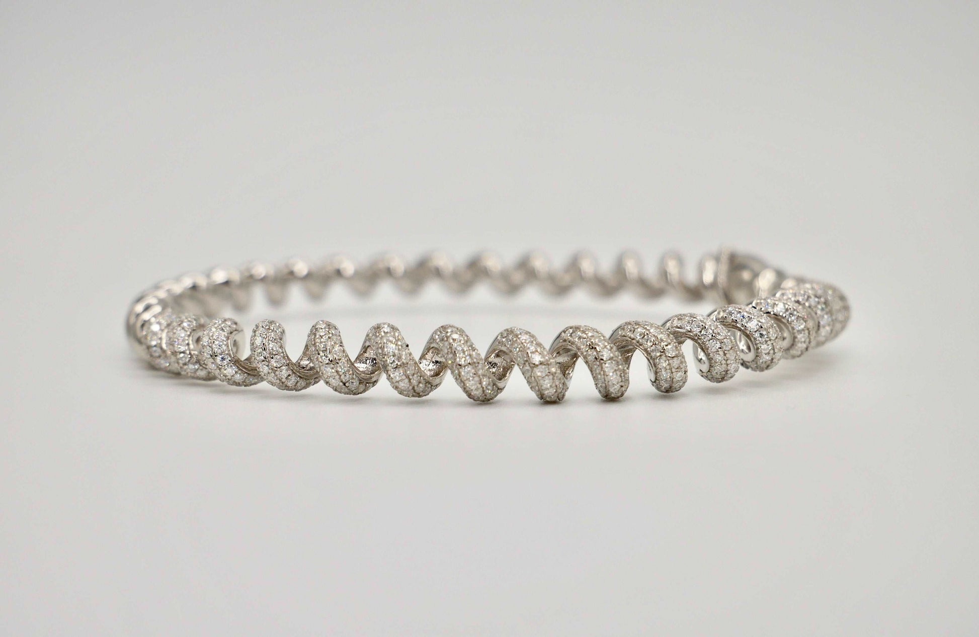 Fusilli Rotini Spiral Gold Moissanite Bangle, view 6