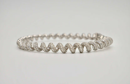 Fusilli Rotini Spiral Gold Moissanite Bangle, view 6