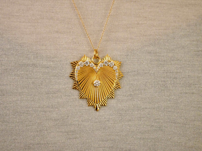 Graduating Moissanite Heart Love Token Pendant, 18K Gold, view 4