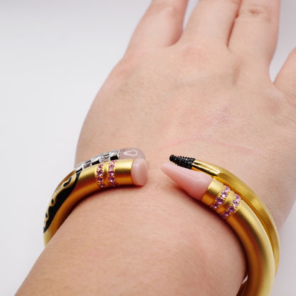 Customizable Crayon Bracelet with Pink Coral and Pink Moissanites, view 9