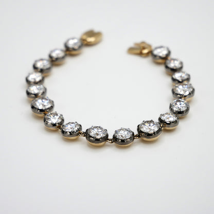 5 to 15 ct Georgian Victorian Solid Gold Riviere Moissanite Button Back Collet Bracelet