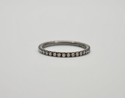 Micro Pave Thin Gold Diamond or Moissanite Ring, view 3
