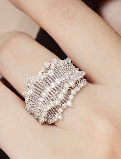 Diamond Lace Wave Ring, 18K Gold, view 3
